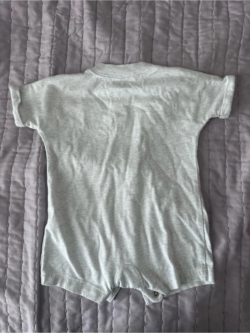 Carter's Light Gray Baby Romper with Yellow Sun and Teal Text